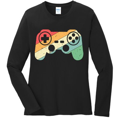 Gamer Vintage Retro Video Game Controller Gaming Ladies Long Sleeve Shirt