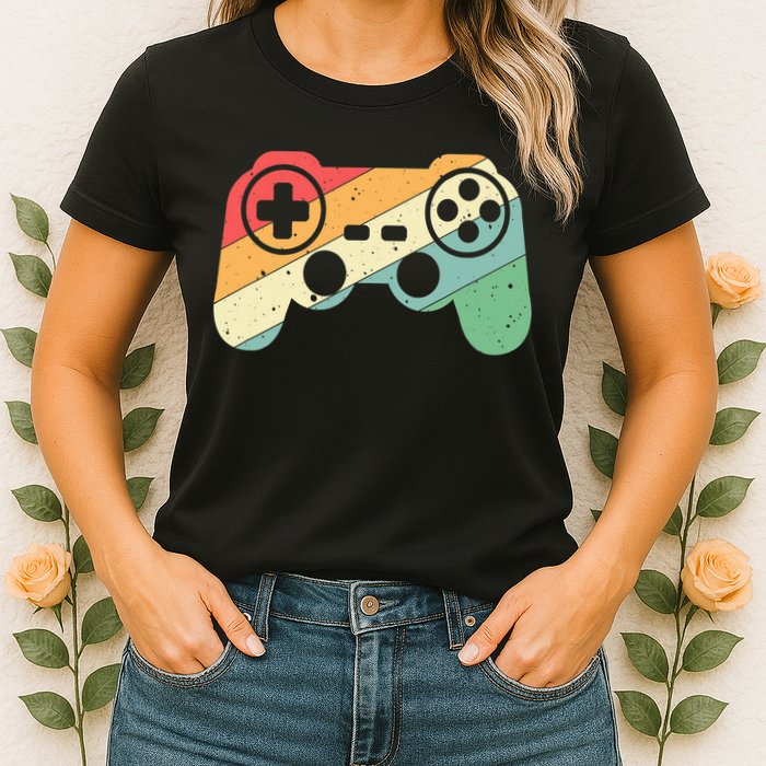 Gamer Vintage Retro Video Game Controller Gaming Womens T-Shirt