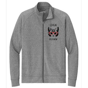 Go Vegan Right Meow Funny Gift For Vegans Vegan Cool Gift Stretch Full-Zip Cadet Jacket