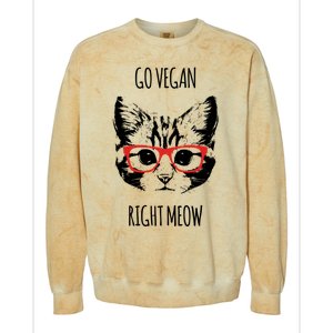 Go Vegan Right Meow Funny Gift For Vegans Vegan Cool Gift Colorblast Crewneck Sweatshirt