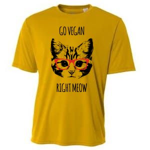 Go Vegan Right Meow Funny Gift For Vegans Vegan Cool Gift Cooling Performance Crew T-Shirt