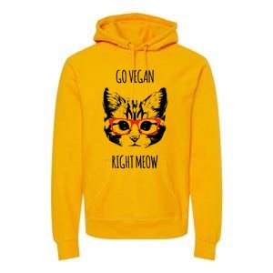 Go Vegan Right Meow Funny Gift For Vegans Vegan Cool Gift Premium Hoodie