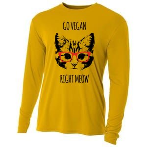 Go Vegan Right Meow Funny Gift For Vegans Vegan Cool Gift Cooling Performance Long Sleeve Crew