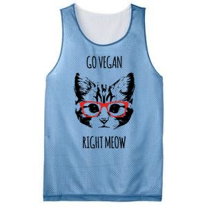 Go Vegan Right Meow Funny Gift For Vegans Vegan Cool Gift Mesh Reversible Basketball Jersey Tank