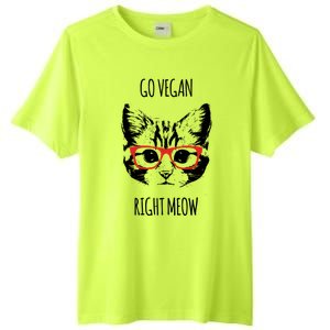 Go Vegan Right Meow Funny Gift For Vegans Vegan Cool Gift Tall Fusion ChromaSoft Performance T-Shirt