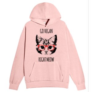 Go Vegan Right Meow Funny Gift For Vegans Vegan Cool Gift Urban Pullover Hoodie