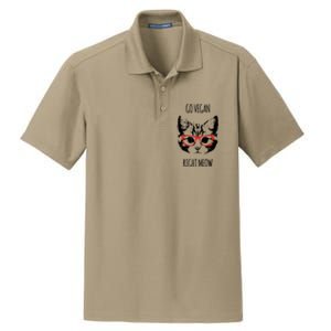 Go Vegan Right Meow Funny Gift For Vegans Vegan Cool Gift Dry Zone Grid Polo