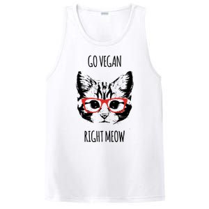 Go Vegan Right Meow Funny Gift For Vegans Vegan Cool Gift PosiCharge Competitor Tank