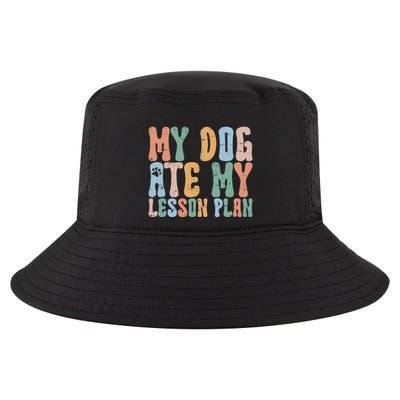 Groovy Vintage Retro My Dog Ate My Lesson Plan Funny Dogs Cool Comfort Performance Bucket Hat