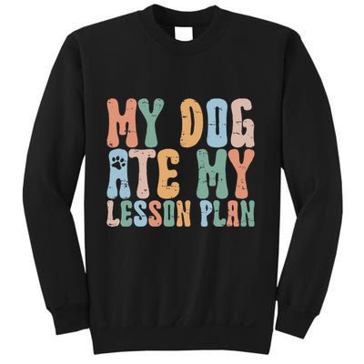 Groovy Vintage Retro My Dog Ate My Lesson Plan Funny Dogs Sweatshirt