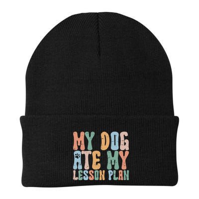 Groovy Vintage Retro My Dog Ate My Lesson Plan Funny Dogs Beanie