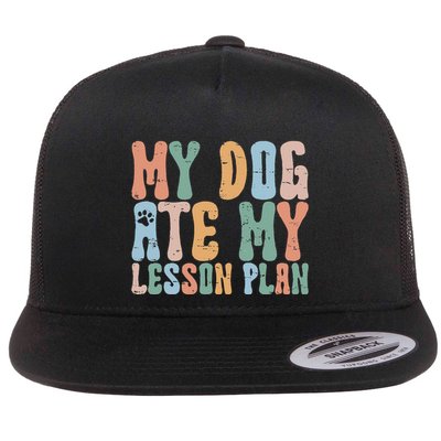 Groovy Vintage Retro My Dog Ate My Lesson Plan Funny Dogs Flatbill Hat