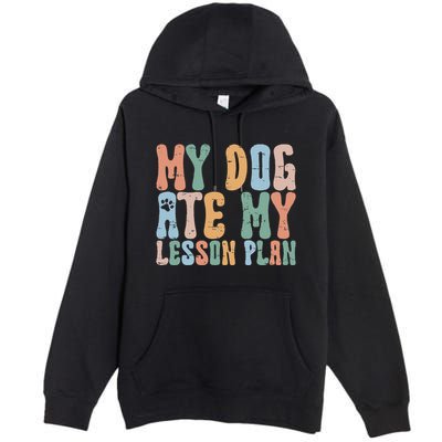 Groovy Vintage Retro My Dog Ate My Lesson Plan Funny Dogs Premium Pullover Hoodie