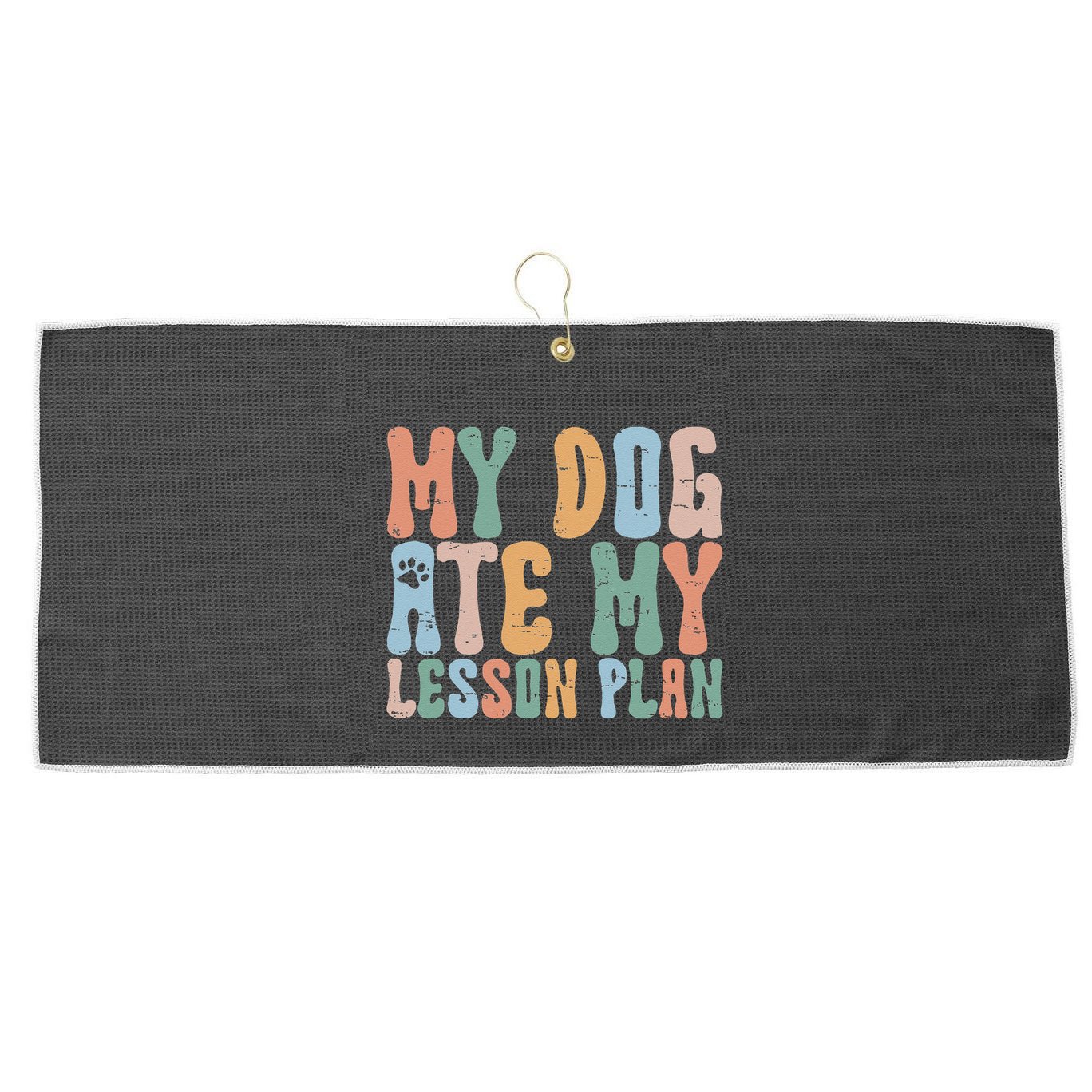 Groovy Vintage Retro My Dog Ate My Lesson Plan Funny Dogs Large Microfiber Waffle Golf Towel