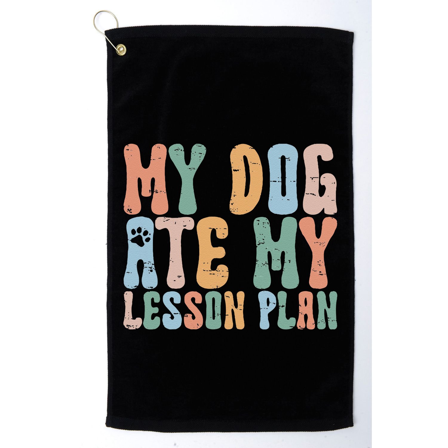 Groovy Vintage Retro My Dog Ate My Lesson Plan Funny Dogs Golf Towel