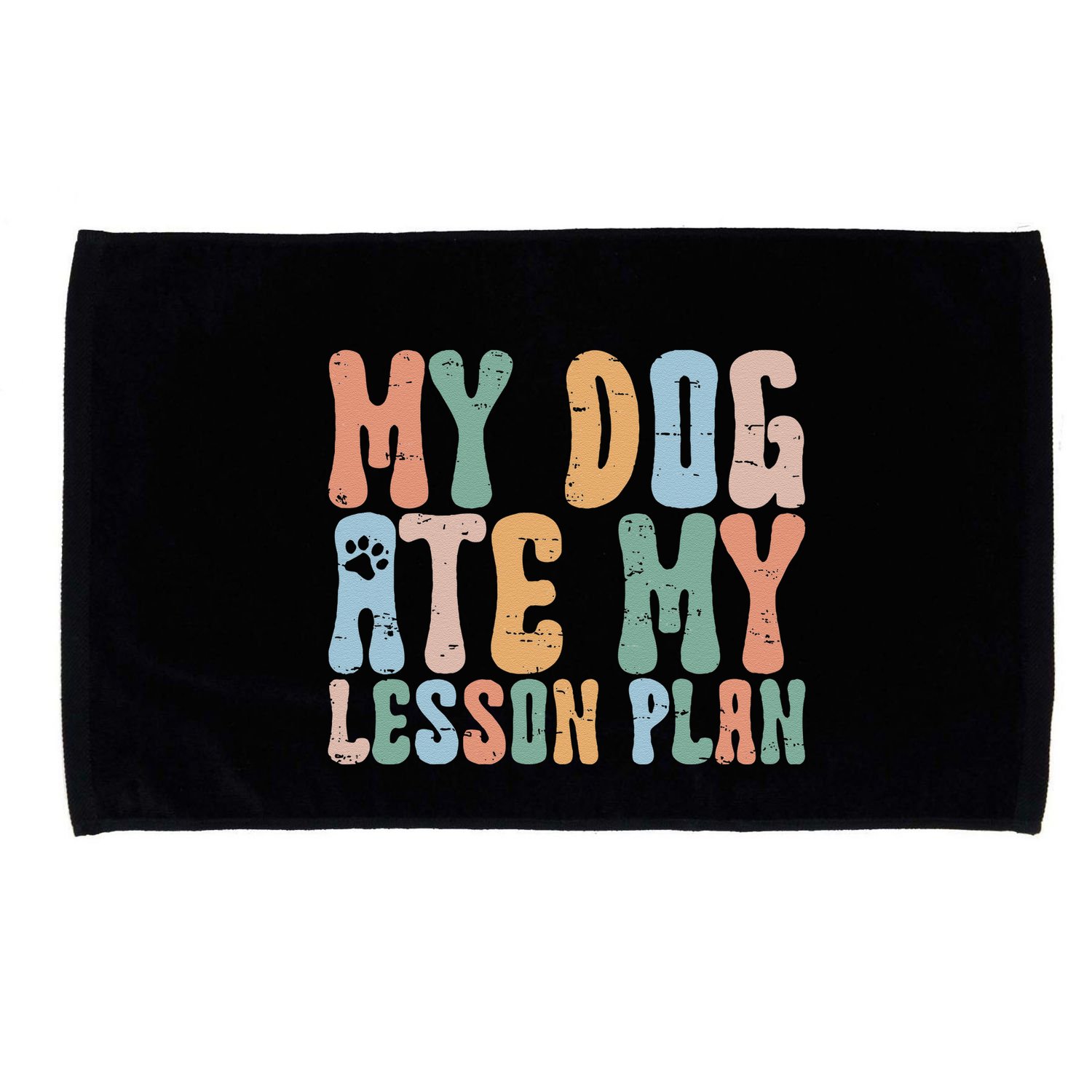 Groovy Vintage Retro My Dog Ate My Lesson Plan Funny Dogs Microfiber Hand Towel