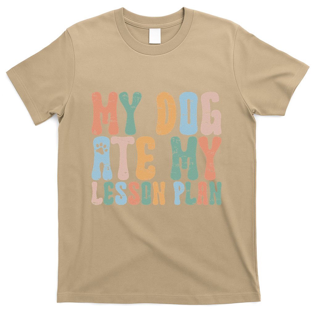 Groovy Vintage Retro My Dog Ate My Lesson Plan Funny Dogs T-Shirt