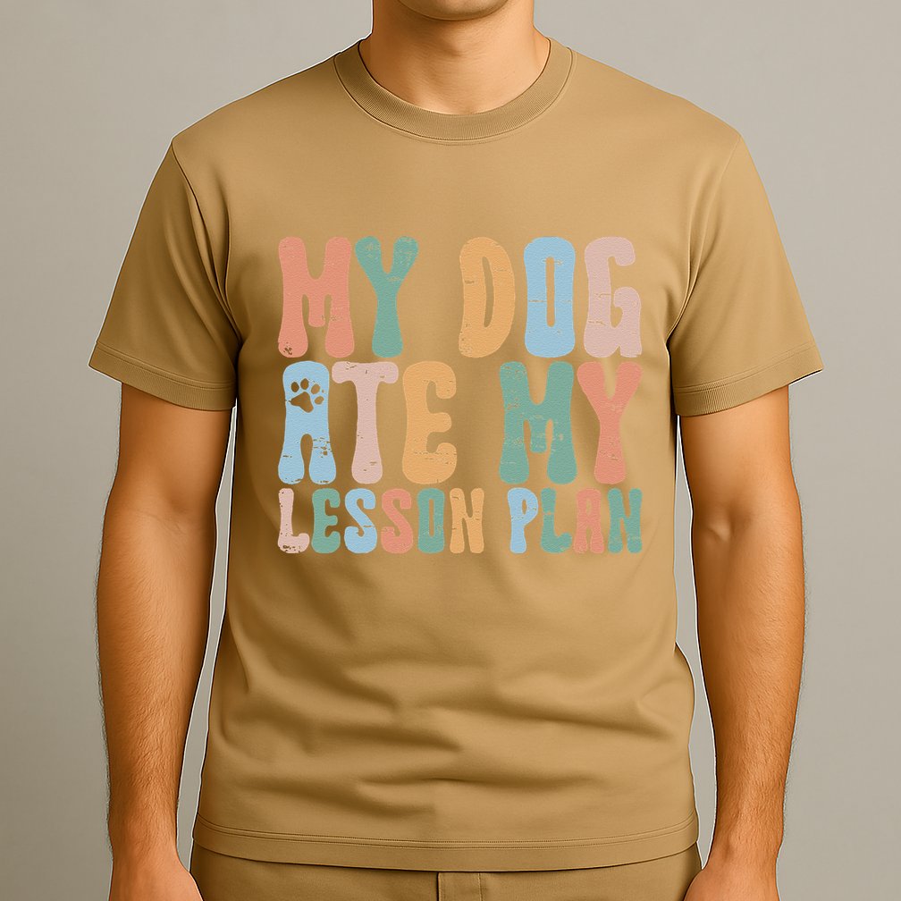 Groovy Vintage Retro My Dog Ate My Lesson Plan Funny Dogs T-Shirt