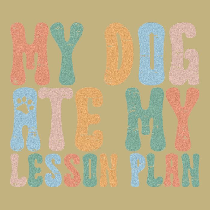 Groovy Vintage Retro My Dog Ate My Lesson Plan Funny Dogs T-Shirt