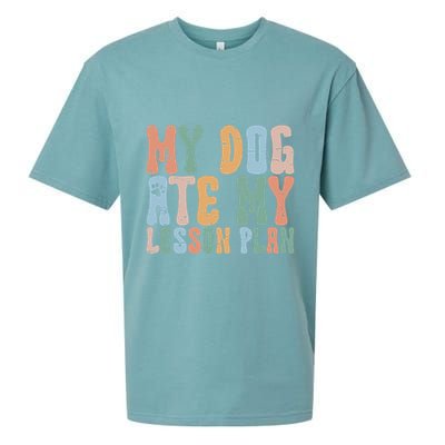 Groovy Vintage Retro My Dog Ate My Lesson Plan Funny Dogs Sueded Cloud Jersey T-Shirt