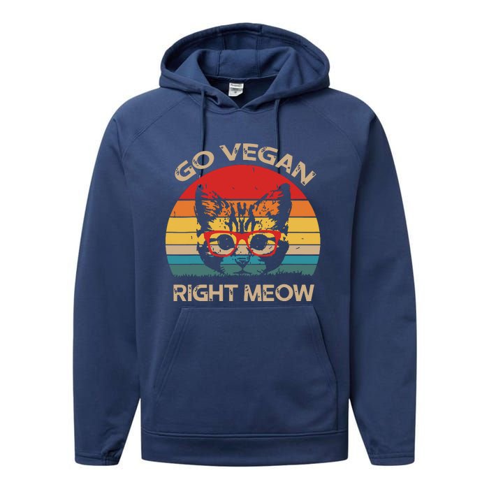 Go Vegan Right Meow Funny Cat Vegan Performance Fleece Hoodie