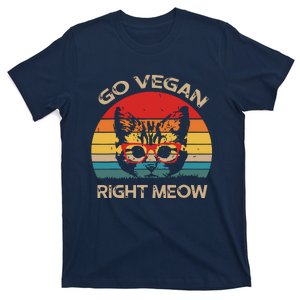 Go Vegan Right Meow Funny Cat Vegan T-Shirt