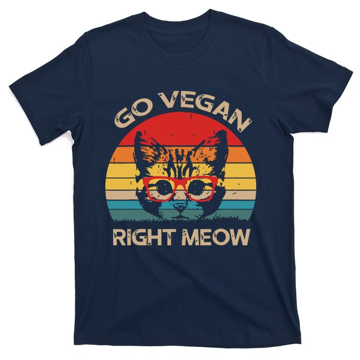 Go Vegan Right Meow Funny Cat Vegan T-Shirt