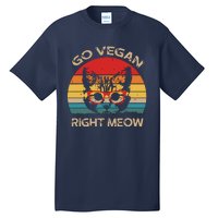 Go Vegan Right Meow Funny Cat Vegan Tall T-Shirt