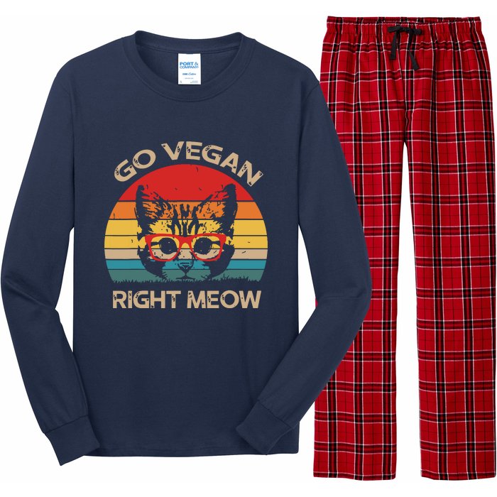 Go Vegan Right Meow Funny Cat Vegan Long Sleeve Pajama Set