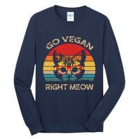 Go Vegan Right Meow Funny Cat Vegan Tall Long Sleeve T-Shirt