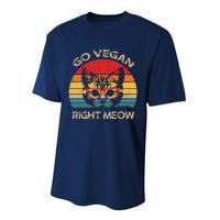 Go Vegan Right Meow Funny Cat Vegan Performance Sprint T-Shirt