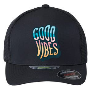 Good Vibes Retro Positive Quote Flexfit Unipanel Trucker Cap