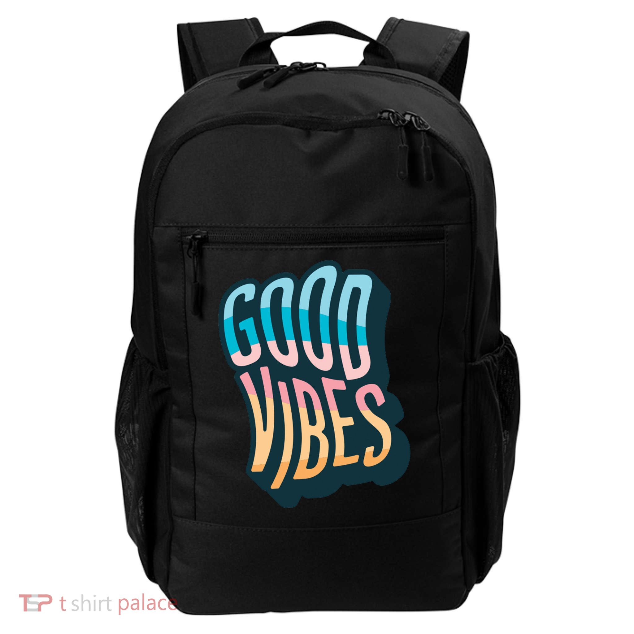 Good Vibes Retro Positive Quote Daily Commute Backpack