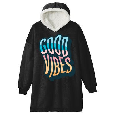 Good Vibes Retro Positive Quote Hooded Wearable Blanket