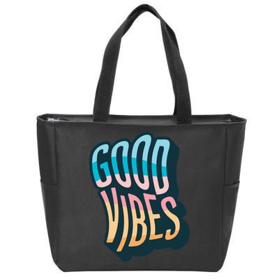 Good Vibes Retro Positive Quote Zip Tote Bag