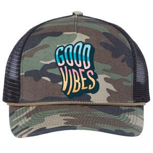 Good Vibes Retro Positive Quote Retro Rope Trucker Hat Cap