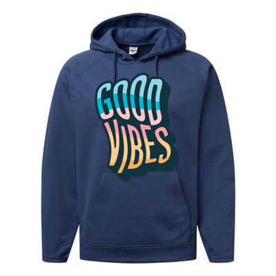 Good Vibes Retro Positive Quote Performance Fleece Hoodie