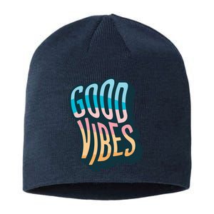 Good Vibes Retro Positive Quote Sustainable Beanie