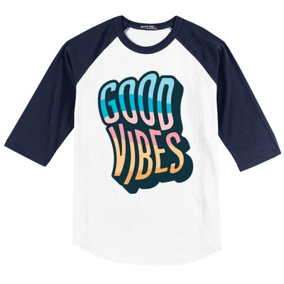 Good Vibes Retro Positive Quote Baseball Sleeve Shirt