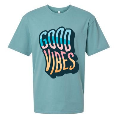 Good Vibes Retro Positive Quote Sueded Cloud Jersey T-Shirt