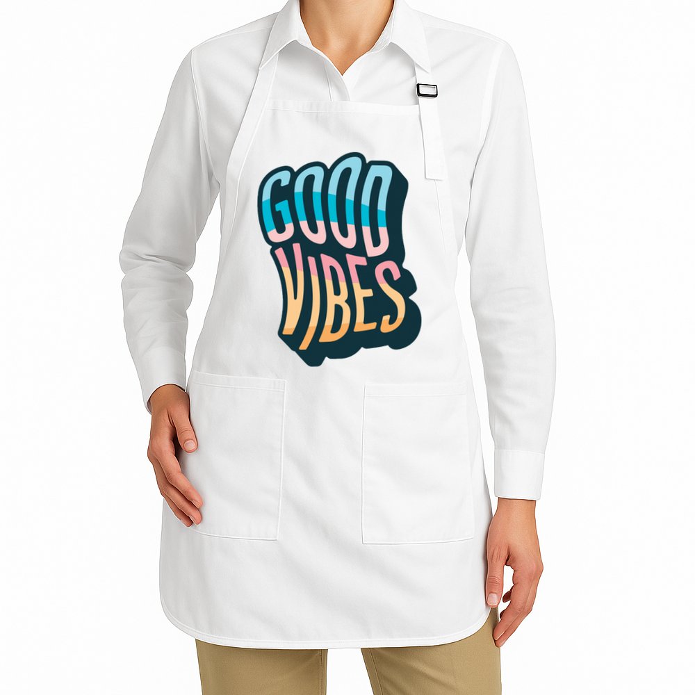 Good Vibes Retro Positive Quote Apron