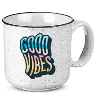 Good Vibes Retro Positive Quote 15oz Campfire Ceramic Mug
