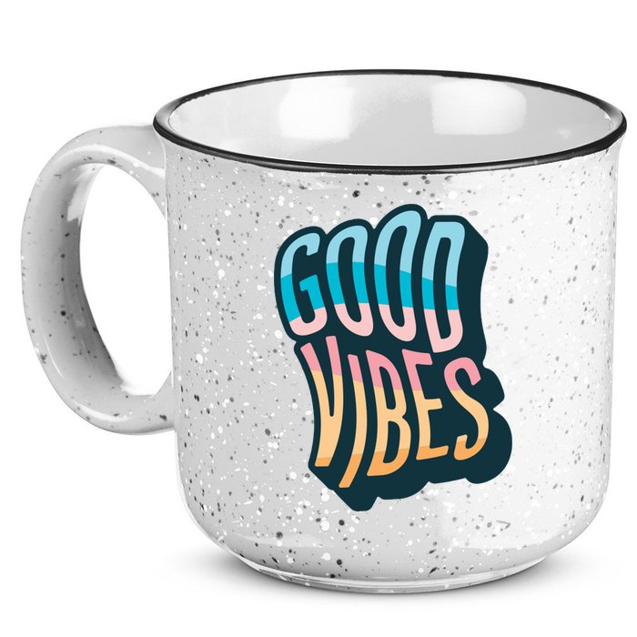 Good Vibes Retro Positive Quote 15oz Campfire Ceramic Mug