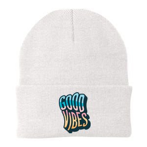 Good Vibes Retro Positive Quote Knit Cap Winter Beanie