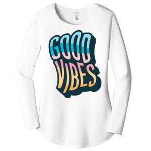 Good Vibes Retro Positive Quote Women's Perfect Tri Tunic Long Sleeve Shirt