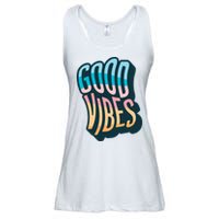 Good Vibes Retro Positive Quote Ladies Essential Flowy Tank