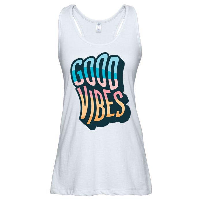 Good Vibes Retro Positive Quote Ladies Essential Flowy Tank