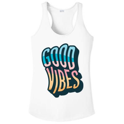 Good Vibes Retro Positive Quote Ladies PosiCharge Competitor Racerback Tank