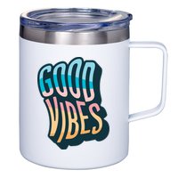 Good Vibes Retro Positive Quote 12oz Stainless Steel Coffee Mug