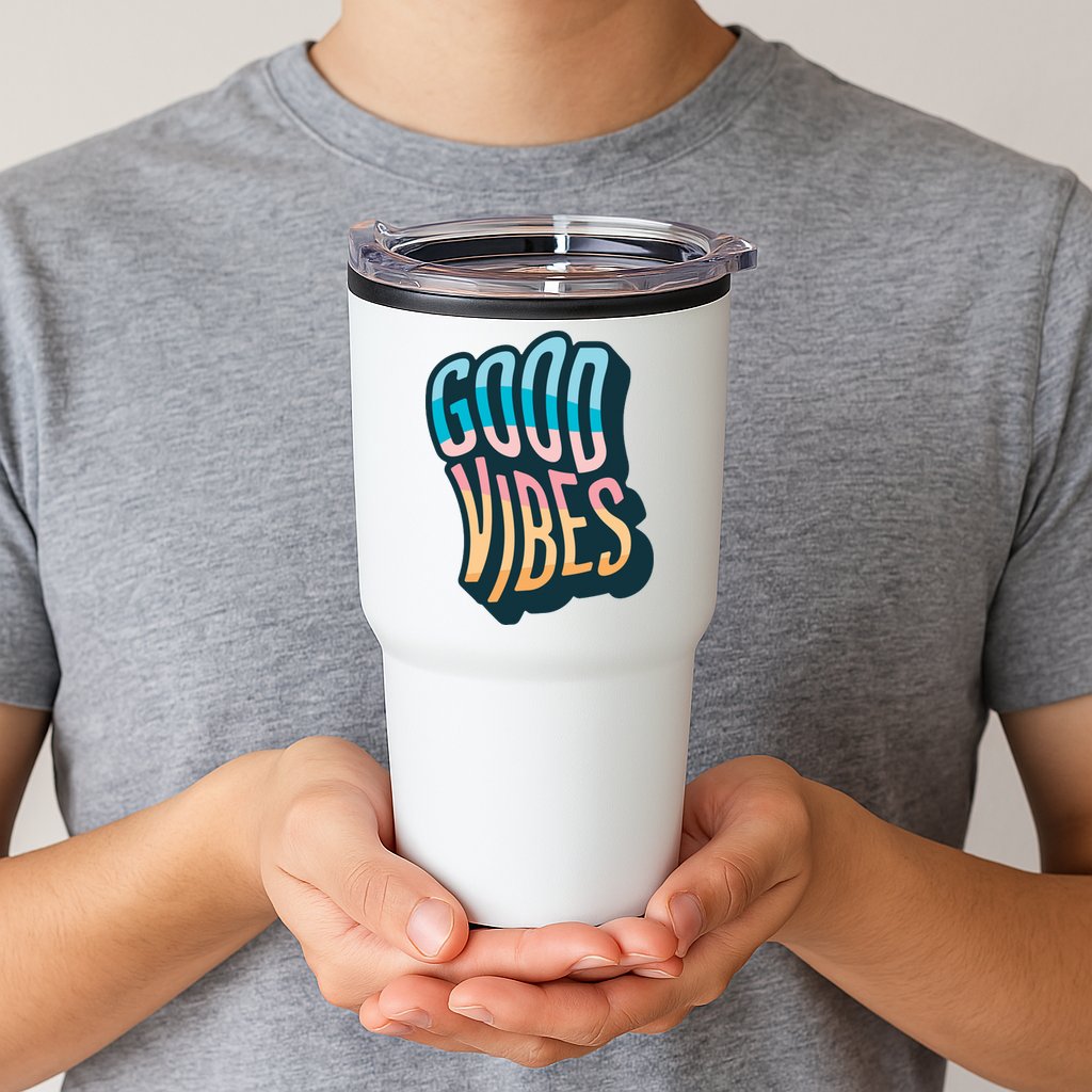Good Vibes Retro Positive Quote Tumbler